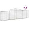 vidaXL Obl&uacute;kov&eacute; gabionov&eacute; ko&scaron;e 3 ks 300x30x80/100cm pozinkovan&eacute; železo