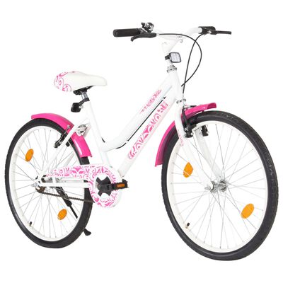 vidaXL Detský bicykel ružovo-biely 24 palcový