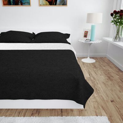 vidaXL Obojstranná posteľná prikrývka, 170x210 cm, čierno-biela