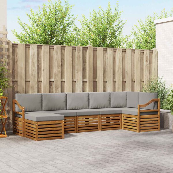 vidaXL S&uacute;pravy pohoviek s vank&uacute;&scaron;om 7 pcs Pr&iacute;rodn&aacute; a svetlosiv&aacute;