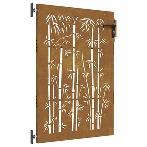 vidaXL Z&aacute;hradn&aacute; br&aacute;na 85x150 cm, corten oceľ, bambusov&yacute; dizajn