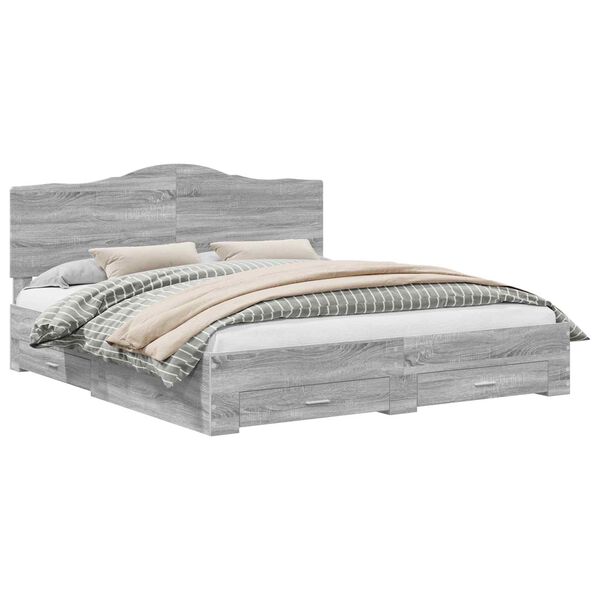 vidaXL R&aacute;m postele Siv&yacute; Sonoma 200 x 200 cm Kompozitn&eacute; drevo