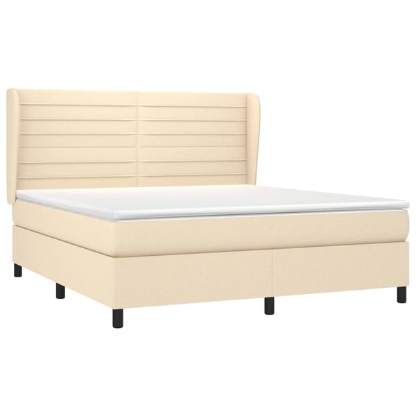 vidaXL Posteľn&yacute; r&aacute;m boxspring s matracom kr&eacute;mov&yacute; 180x200 cm l&aacute;tka