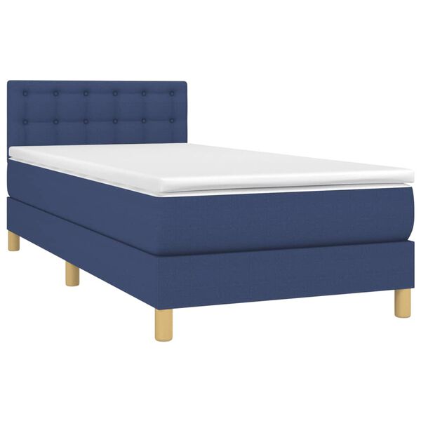 vidaXL Posteľn&yacute; r&aacute;m boxspring s matracom modr&yacute; 90x200 cm l&aacute;tka