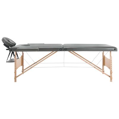 vidaXL Masážny stôl s 2 zónami, drevený rám, antracitový 186x68 cm