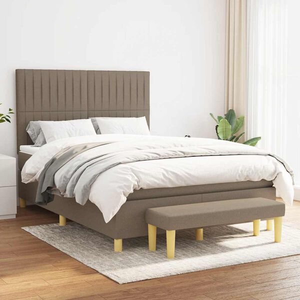 vidaXL Boxspring posteľ s matracom sivohned&yacute; 140x190 cm l&aacute;tka