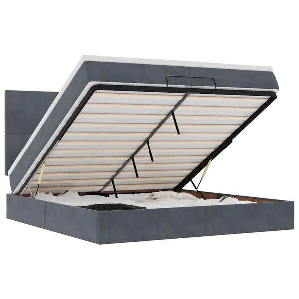 vidaXL Osmansk&yacute; r&aacute;m postele s matracmi tmavosiv&aacute; 200x200 cm zamat