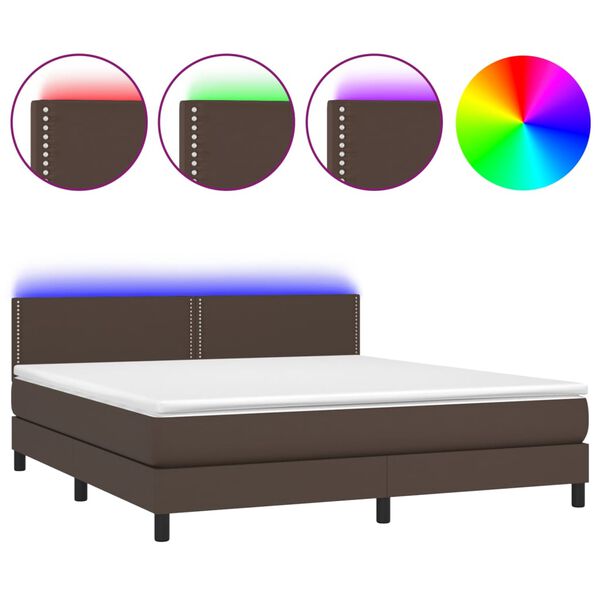 vidaXL Boxspring posteľ s matracom a LED hned&aacute; 180x200 cm umel&aacute; koža