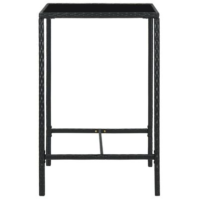 vidaXL Záhradný barový stôl čierny 70x70x110 cm polyratan a sklo