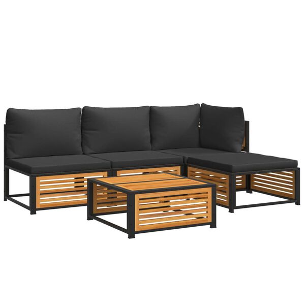 vidaXL 5-dielna z&aacute;hradn&aacute; sedacia s&uacute;prava s vank&uacute;&scaron;mi ak&aacute;ciov&yacute; mas&iacute;v