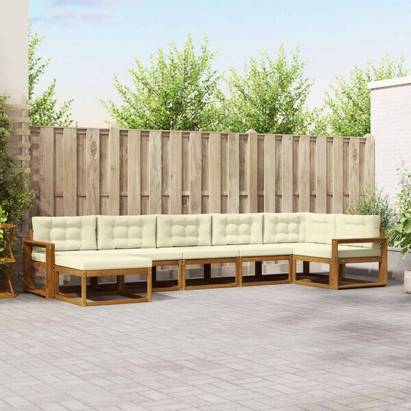 vidaXL Z&aacute;hradn&aacute; s&uacute;prava gaučov s vank&uacute;&scaron;om 7 pcs Pr&iacute;rodn&aacute; a kr&eacute;mov&aacute;