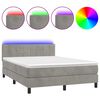 vidaXL Posteľ boxsping s matracom a LED bledosiv&aacute; 140x200 cm zamat