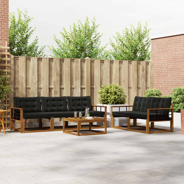 vidaXL Z&aacute;hradn&aacute; s&uacute;prava gaučov s vank&uacute;&scaron;om 6 pcs Pr&iacute;rodn&aacute; a čierna