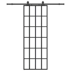 vidaXL Posuvn&eacute; dvere s kovan&iacute;m čierne 76x205 cm ESG sklo