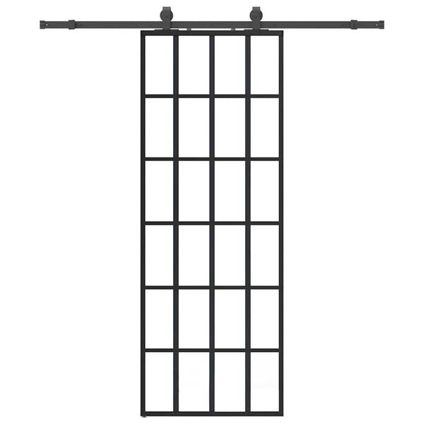 vidaXL Posuvn&eacute; dvere s kovan&iacute;m čierne 76x205 cm ESG sklo