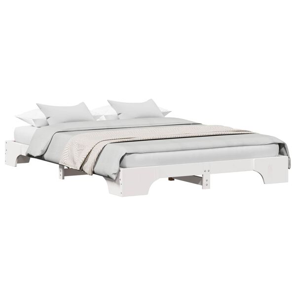 vidaXL R&aacute;m postele Biela 150 x 200 cm Mas&iacute;vne borovicov&eacute; drevo