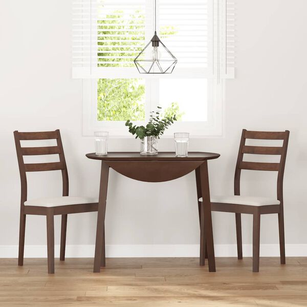 vidaXL jedálenské stoličky s vankúšmi 2 ks Hnedá guma masívneho dreva