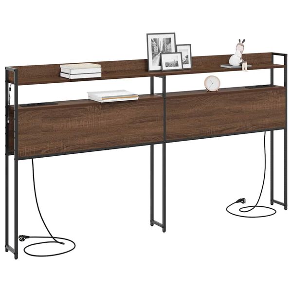 vidaXL &Uacute;ložn&eacute; čelo s poličkou Hned&yacute; dub 200 cm Kompozitn&eacute; drevo