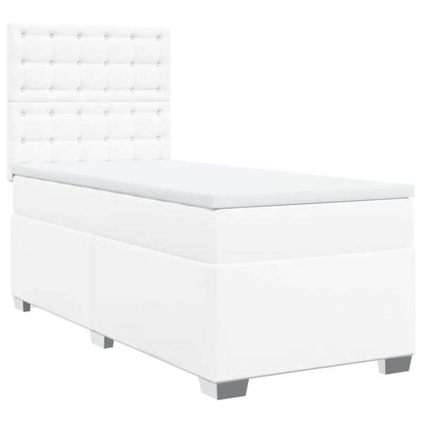 vidaXL Boxspring posteľ s matracom biela 100x200 cm umelá koža