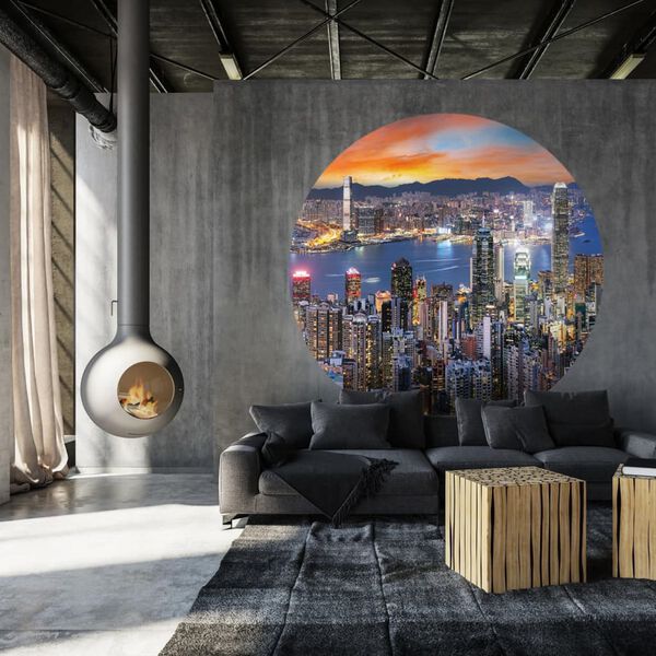 WallArt Kruhová tapeta Skyline by Night 190 cm