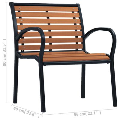 vidaXL Záhradné stoličky 2 ks čierne a hnedé oceľové a WPC