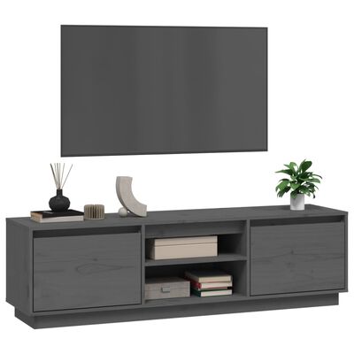 vidaXL TV stolík sivý 140x35x40 cm masívna borovica