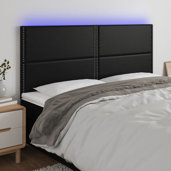 vidaXL Čelo postele s LED čierne 160x5x118/128 cm umelá koža
