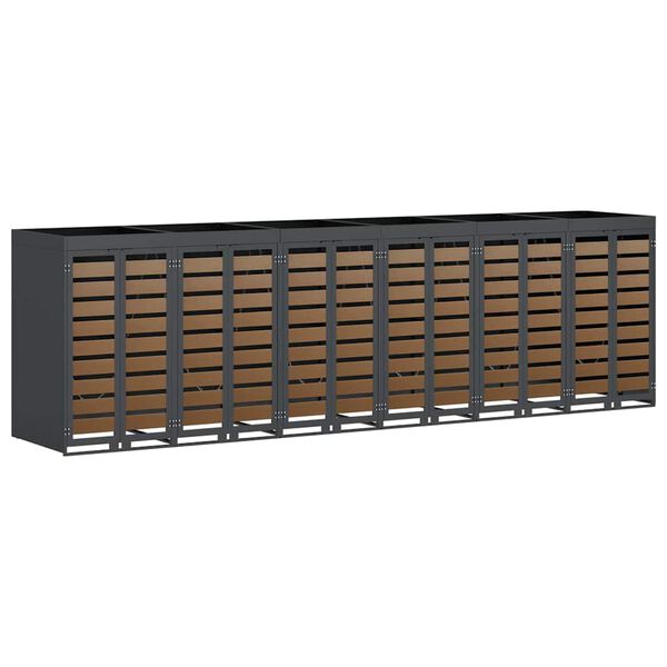 vidaXL Úložisko na 3 koše Wheelie Antracit 340 x 77.5 x 115.5 cm Oceľ