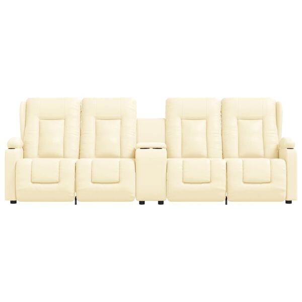 vidaXL 4-miestne sklápacie masážne kreslo+držiaky na poháre, krémové