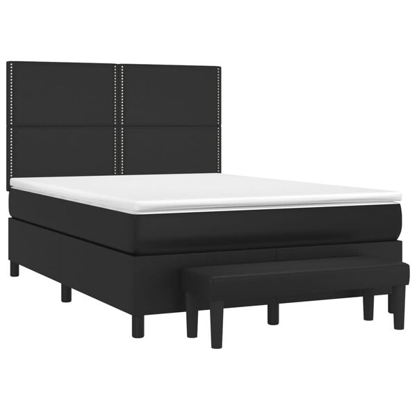 vidaXL Boxspring posteľ s matracom čierny 140x190 cm umel&aacute; koža