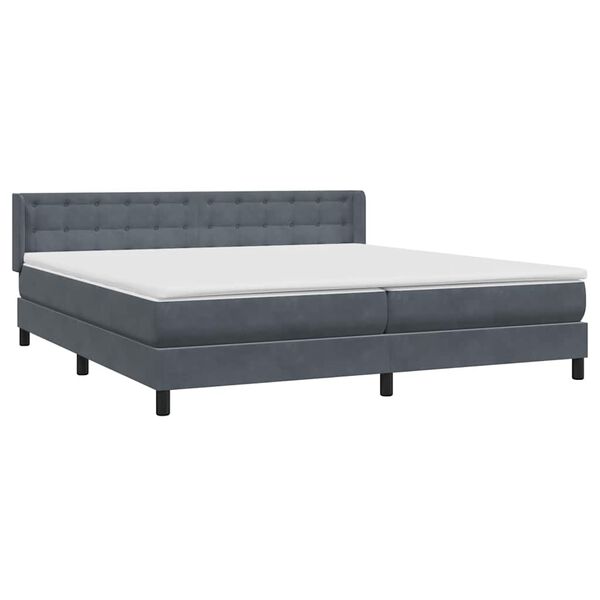 vidaXL Posteľn&yacute; r&aacute;m boxspring s matracom tmavosiv&yacute; 180x210 cm zamat