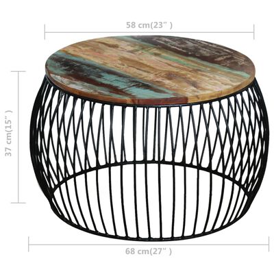 vidaXL Konferenčný stolík, okrúhly, recyklovaný masív 68x37 cm