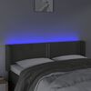 vidaXL Čelo postele s LED tmavosiv&eacute; 147x16x78/88 cm zamat