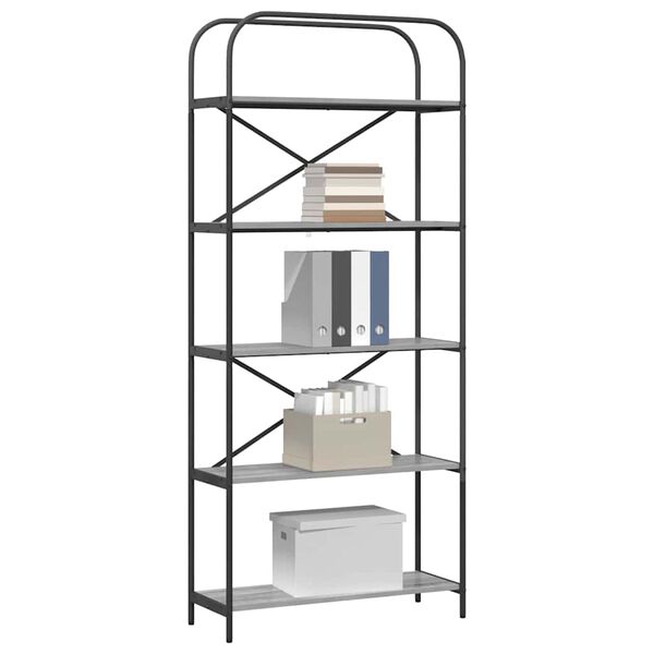 vidaXL Reg&aacute;l na knihy Siv&yacute; Sonoma 80 x 30 x 183 cm Kompozitn&eacute; drevo