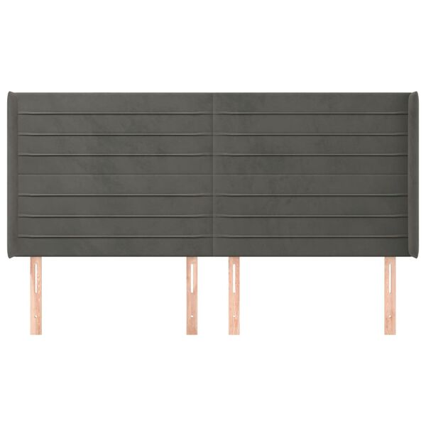 vidaXL Čelo postele so z&aacute;hybmi tmavosiv&eacute; 183x16x118/128 cm zamat