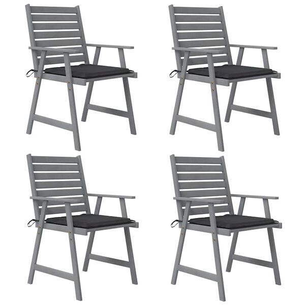 vidaXL Z&aacute;hradn&eacute; jed&aacute;lensk&eacute; stoličky s vank&uacute;&scaron;mi 4 ks ak&aacute;ciov&yacute; mas&iacute;v