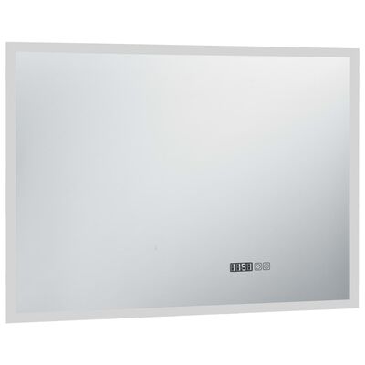 vidaXL Kúpeľňové LED zrkadlo, dotykový snímač+zobrazenie času 100x60cm