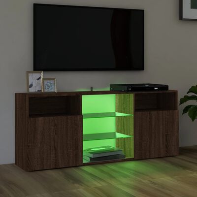 vidaXL TV skrinka s LED svetlami hnedý dub 120x30x50 cm