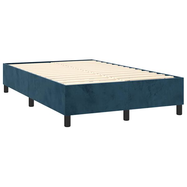 vidaXL Boxspring posteľ s matracom, tmavomodr&aacute; 120x190 cm, zamat