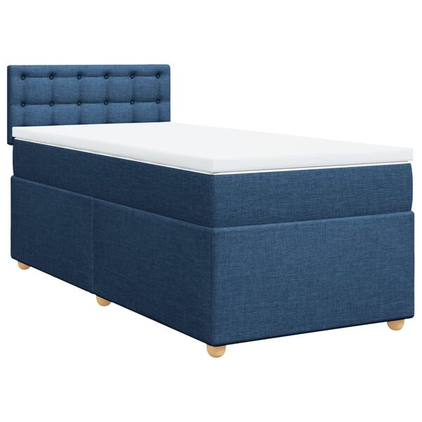 vidaXL Posteľn&yacute; r&aacute;m boxspring s matracom modr&yacute; 90x200 cm l&aacute;tka