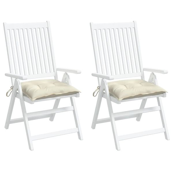 vidaXL Podložky na stoličku 2 ks, krémové 50x50x7 cm, oxfordská látka