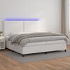 vidaXL Boxspring posteľ s matracom a LED biela 200x200 cm umelá koža