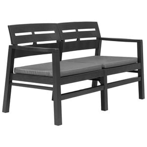 vidaXL 2-miestna z&aacute;hradn&aacute; lavička s vank&uacute;&scaron;mi antracitov&aacute; 133 cm plastov&aacute;