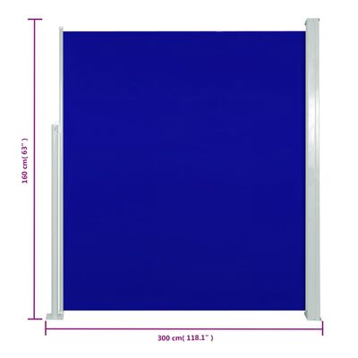 vidaXL Zaťahovacia bočná markíza na terasu 160x300 cm modrá