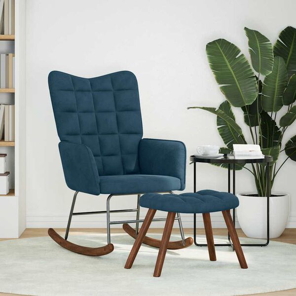 Hojdacie kreslo vidaXL so stoličkou Blue Velvet