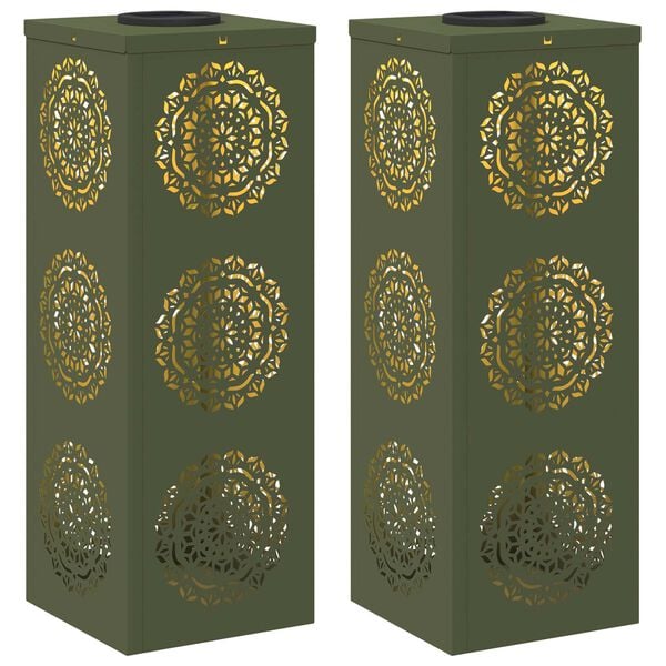 vidaXL Sol&aacute;rne LED svetlo na chodn&iacute;k 2 pcs Olivov&aacute; zelen&aacute;