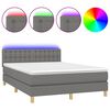 vidaXL Posteľ boxsping s matracom a LED tmavosiv&aacute; 140x200 cm l&aacute;tka