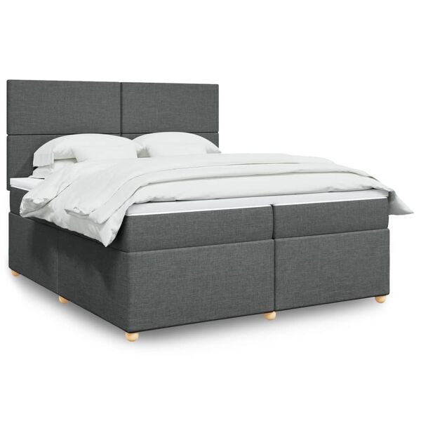 vidaXL Boxspring posteľ s matracom tmavosiv&aacute; 200x200 cm l&aacute;tka