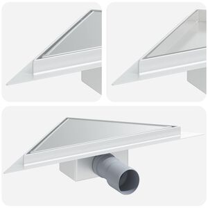 vidaXL 2 v 1 trojuholn&iacute;kov&yacute; sprchov&yacute; odtok Strieborn&aacute; 25 x 25 cm