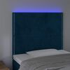 vidaXL Čelo postele s LED tmavomodr&eacute; 80x5x118/128 cm zamat